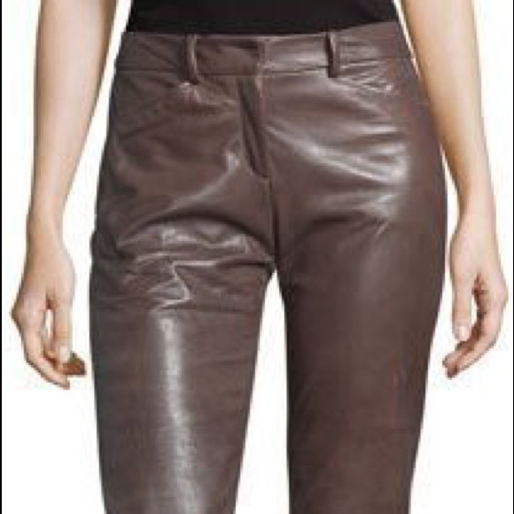 Vintage Pants - Vintage retro bootcut brown leather pants women’s size 6 minimalist wide leg